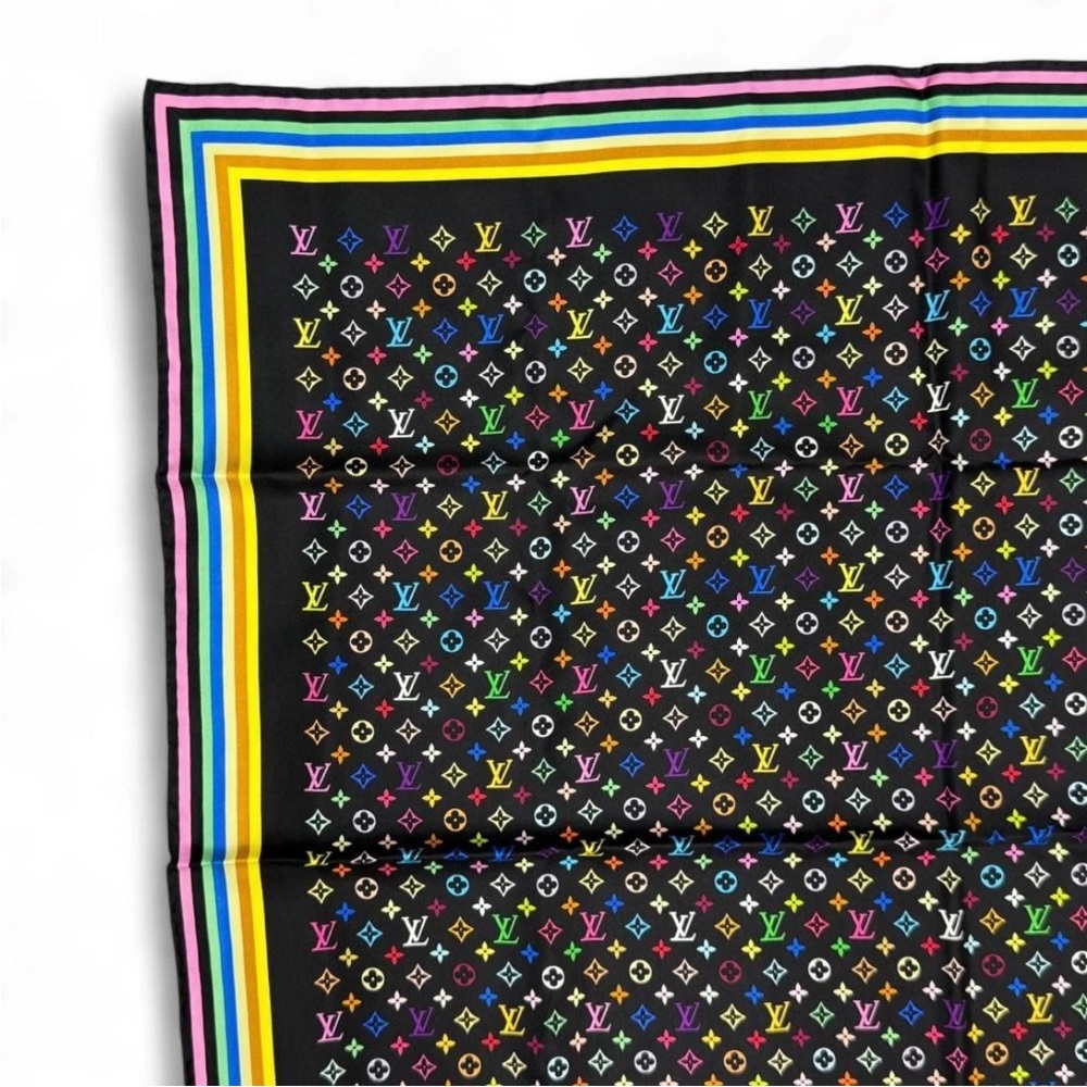 Louis Vuitton Black Multicolor Monogram Scarf - Picture 3 of 11